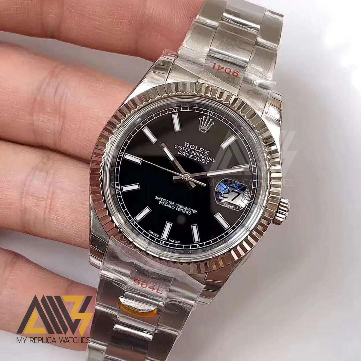 Date Just 126334 41mm 904L Stainless Steel Noob 1:1 Best Edition Black Dial Stick Marker on Stainless Steel Bracelet A.3235